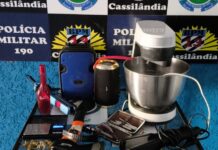 Em Cassilândia, Polícia Militar recupera produtos furtados e prende três indivíduos por cometerem tráfico de drogas e receptação