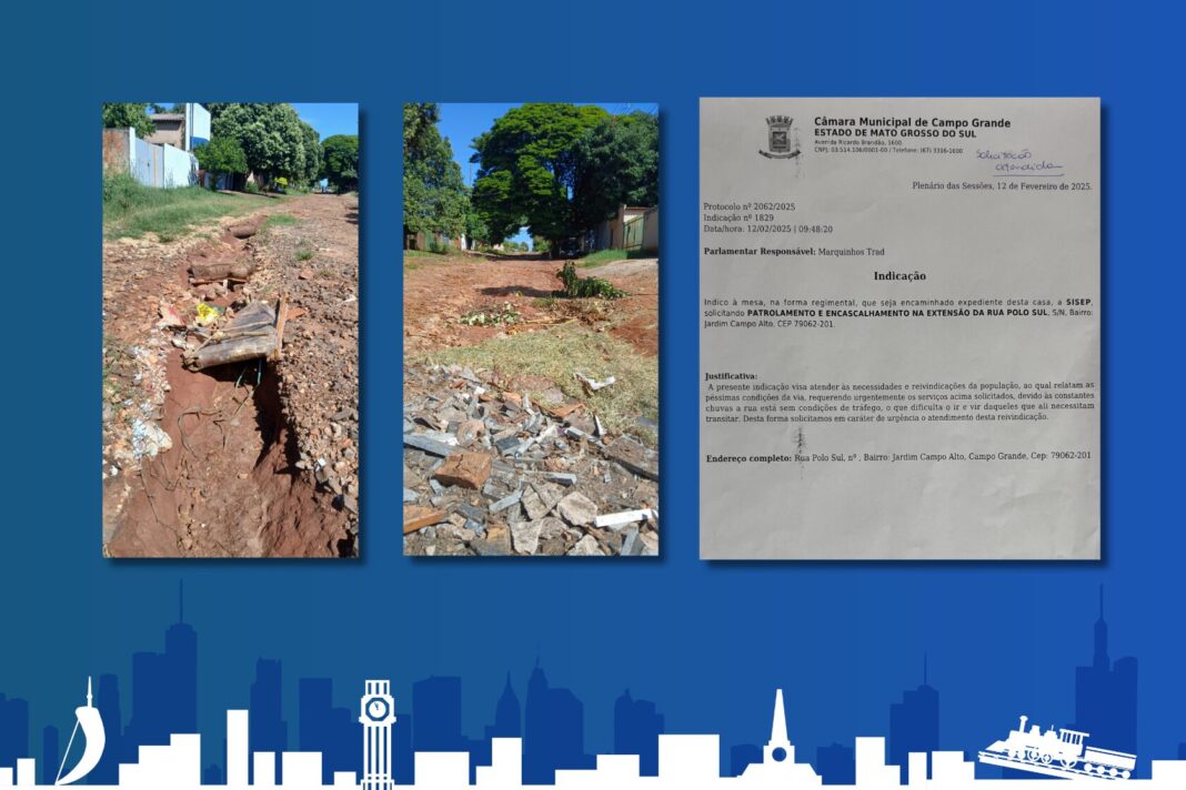 Indicação Atendida! Sisep realiza patrolamento e cascalhamento no Jardim Campo Alto a pedido do Vereador Marquinhos Trad - Câmara Municipal de Campo Grande