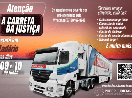 Carreta da Justiça estará no município de Ladário nos dias 9 e 10 de junho Imagem notícia Carreta da Justiça estará no município de Ladário nos dias 9 e 10 de junho