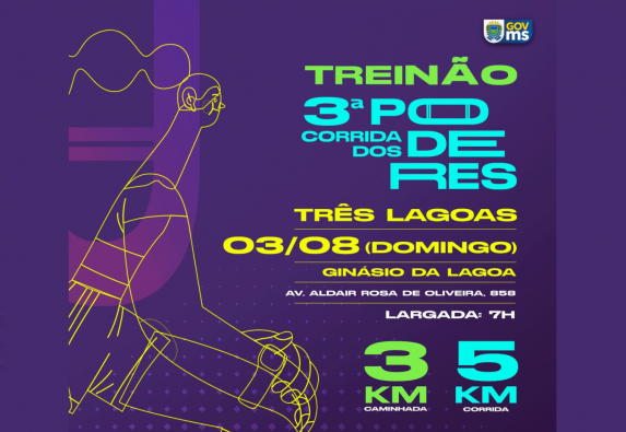 Treinão para 3ª Corrida dos Poderes chega a Três Lagoas Imagem notícia Treinão para 3ª Corrida dos Poderes chega a Três Lagoas no domingo
